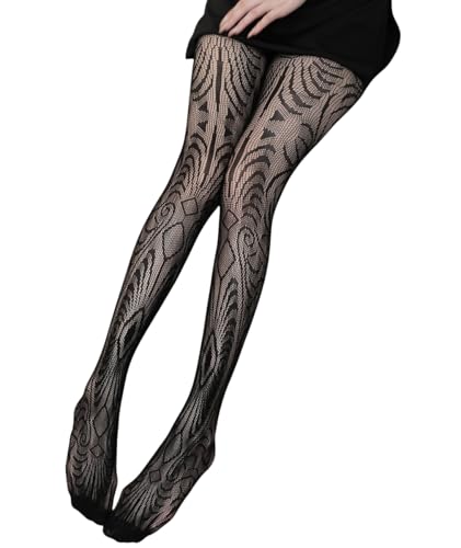 Image of Mrotrida Women's Fire Patterned Fishnet Tights Sexy Elastic Blaze Pantyhose Leggings Fire Mesh Stockings