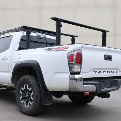 AUXPACBO Truck Bed Rack for Tacoma/Gladiator with Tonneau Cover Pickup Ladder Racks Height-Adjustable Utility Aluminum Bed Rack
