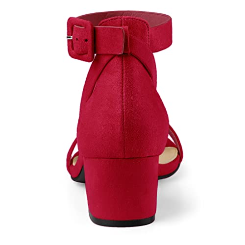 Sandales rouge à talon bas Allegra K en taille 41 EU avec sangle cheville - 3