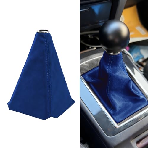 YUPIKJI Car Shift Boot Cover, Stick Shift Cover, Suede Leather Manual Automatic Car Shifter Lever Knob Dust Protector, Dustproof Gear Shift Protection Sleeve Gaiter for Sedan Truck (Dark Blue)