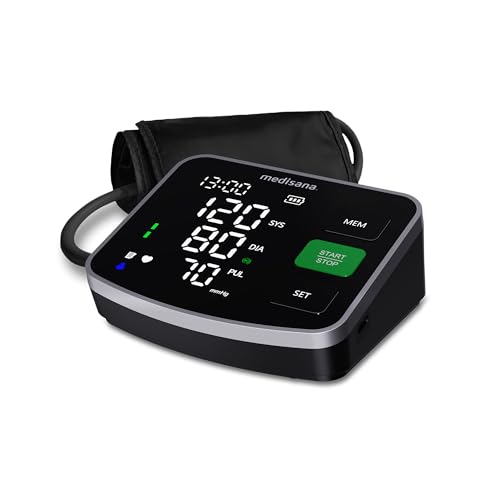 medisana BU 520 Tensiómetro de brazo, manguito XXL, medidor tension arterial con escala semafórica, medidor de presión arterial y pulsómetro con indicador de latidos irregulares y función memoria