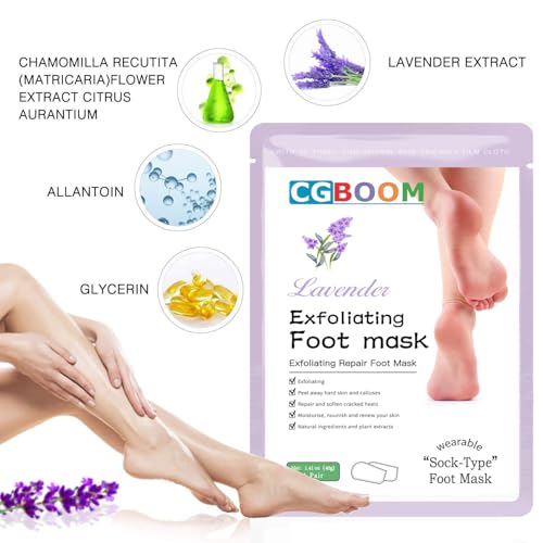 Mascarilla exfoliante pies, 3 pares,calcetines exfoliantes de pies, peeling pies, foot peel mask, probada dermatológicamente, eficaz para callos pies eliminar (Lavanda) - imagen 2