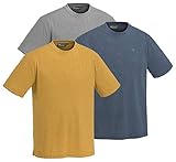 Öko-tex-standard Pinewood Herren Outdoor 3-Pack T-Shirt, Light Grey/Dark Dive/Dark Mustard, XL