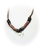  Hejoka-Shop Haizahn Kette Haifischzahn ca. 15 x 15 mm. BRAUN Surferkette mit farbigen Bone und Perlen am verstellbaren Band