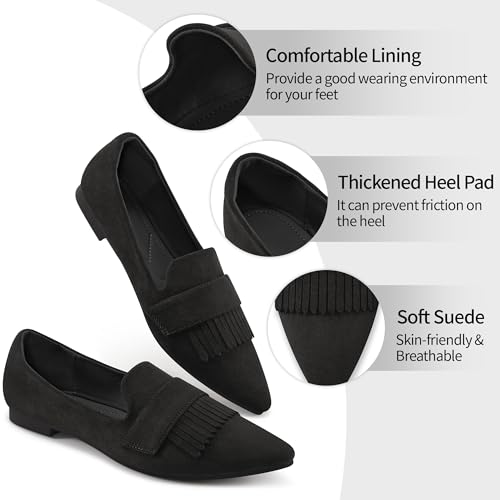 Image of Reimferce Women Flats Dressy Shoes : Comfortable Casual Work Flats for Women - Ladies Slip On Walking Shoes for Wedding