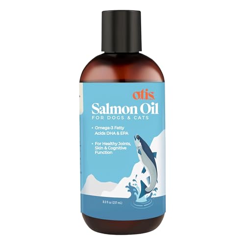 O.T.I.S Salmon Oil All-Natural Supplement for Dogs & Cats – 8 fl oz – Omega-3 DHA & EPA Fatty Acids – Supports Healthy Joints, Skin & Cognitive Function