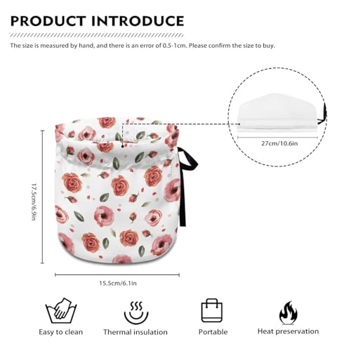 Image of Pink Rose Tea Cosy, Scratches-Proof Insulated Kitchen Teapot Dust Cover with Drawstring, Tea Pot Cozy Breakfast Warmer for Home Kitchen Table Decoration