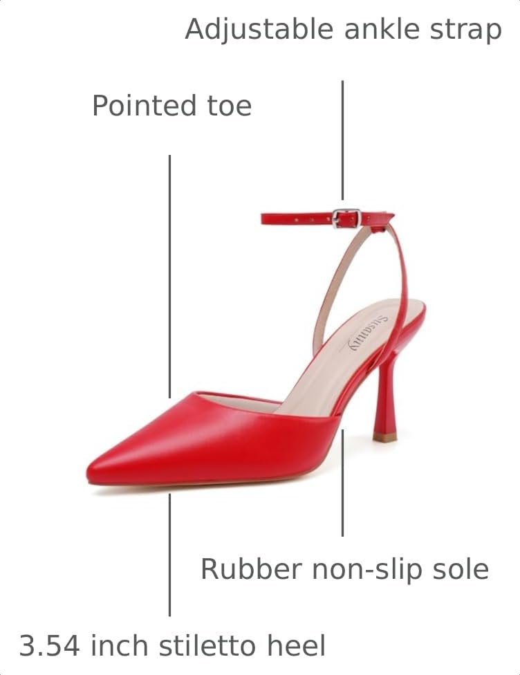 Image of Susanny Heels for Women Stiletto Closed Pointed Toe Backless Dress Shoes High Heels Sexy Kitten Pumps Wedding Guest Party Dance Prom Dressy Comfort Shoes