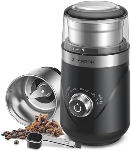 SHARDOR Adjustable Coffee Bean Grinder Electric, Herb/Spice, Espresso Grinder with 1 Removable Stainless Steel Bowl, Matte Black