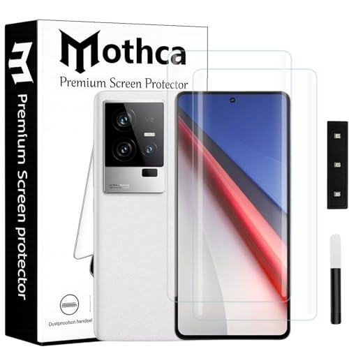 Image of Mothca Curved UV Tempered Glass Screen Protector for Vivo iQOO 11 Pro | Transparent | Pack of 2 | Borderless Full Screen Coverage with UV Installation Kit