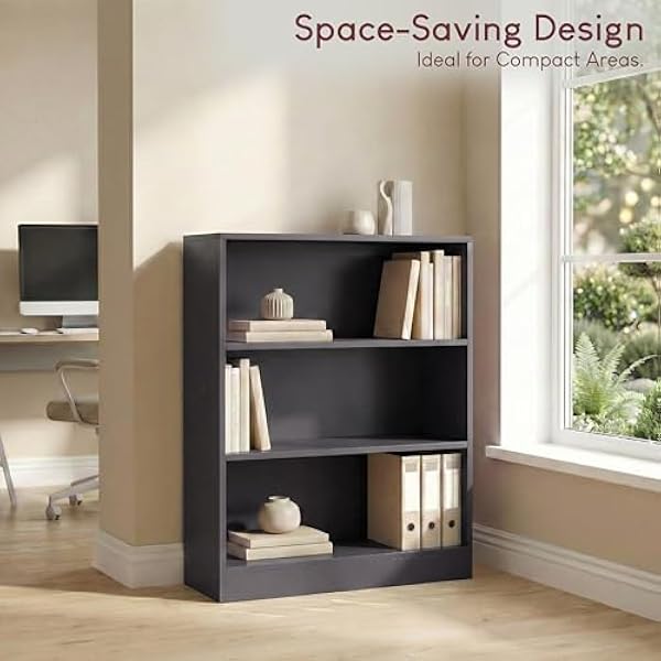 Vida Designs Cambridge — низкий книжный стеллаж с 3 полками, серый деревянный стеллаж, витрина для хранения, для офиса, гостиной, мебель