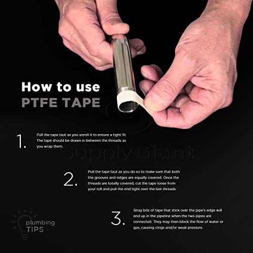 Supply Giant I33 Ptfe Thread Seal Tape For Plumbers, White 1/2 Inch X 520 Inch #TOP2