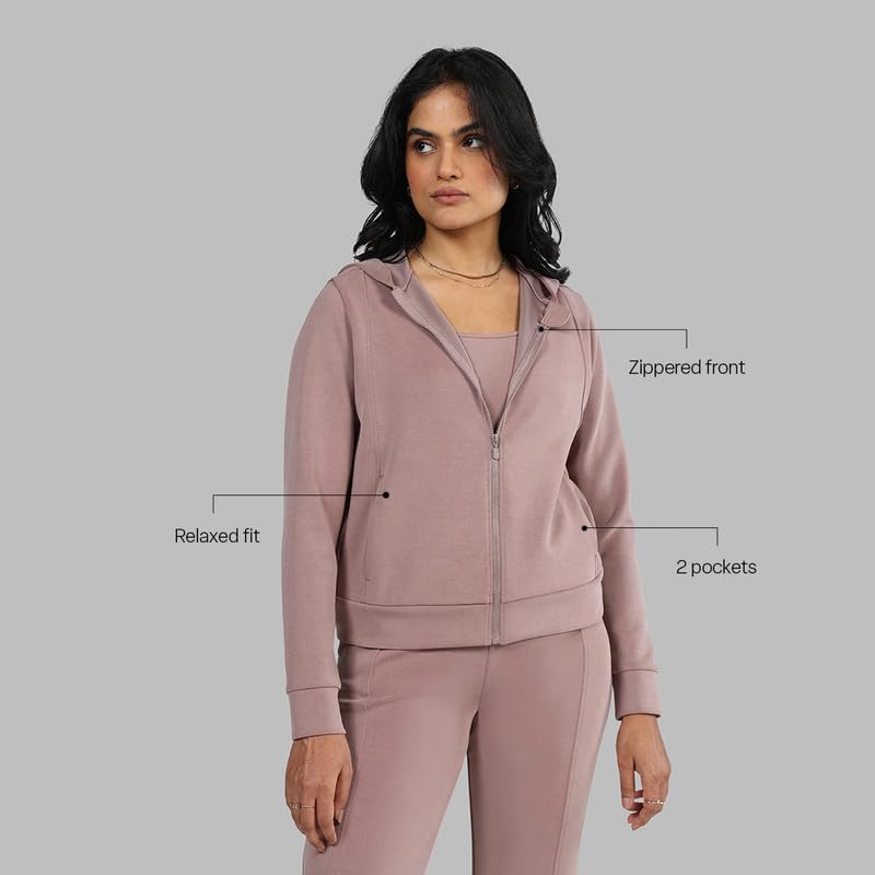 Image of BlissClub Bare Butter Hoodie | Front Pockets | Full-Length Zipper | Cuffed at Sleeve |