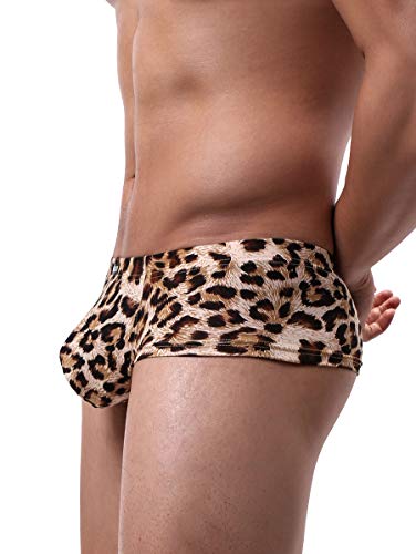 iKingsky Men's Leopard Cheeky Boxer Briefs Sexy Mini Cheek Thong Underwear Low Rise Brazilian Back Mens under Panties2