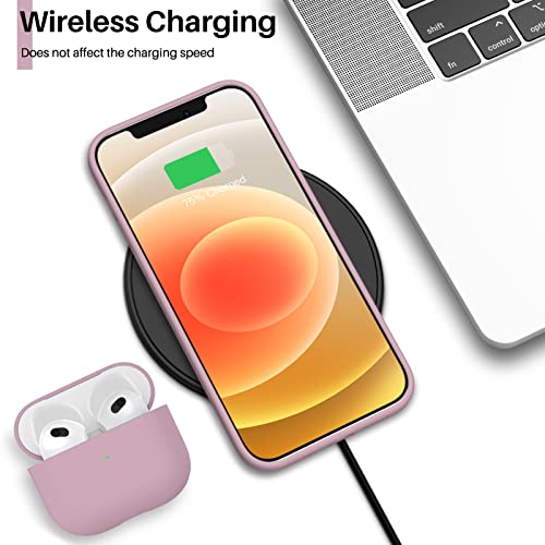 ORNARTO Compatible with iPhone 12 Case 6.1 and iPhone 12 Pro Case, Slim Liquid Silicone 3 Layers Full Covered Soft Gel Rubber Case Cover 6.1 inch-Lilac Purple by ORNARTO - Image 5