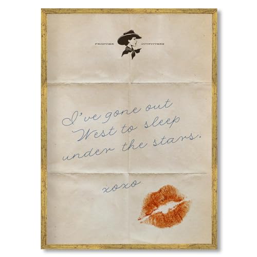 Framed Vintage Western Love Letter Wall Art Gone Out West