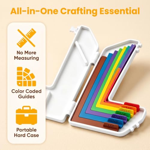 7 Pack Paper Crafting Alignment Guide Set, Precision Layering Matting Spacing Tools for Card Making Scrapbooking & Junk Journal, Color Coded Guides with Size Tabs, 1/16" to 1/2" Inch Measurement - Image 2