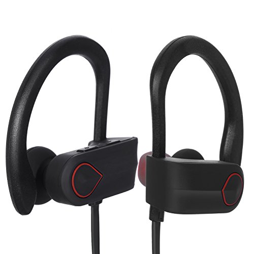 Uniquebella Wireless Bluetooth 4.1 Headphones Best Sports Earphones IPX4 Waterproof HD Stereo Sound Sweatproof Earbuds for Gym Running Workout 8 Hour Battery Noise Cancelling Headsets Red/Black