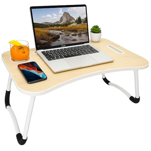 Image of Tarkan Stud Foldable Wooden Mini Lapdesk for Couch, Sofa Bed, Study Tray Table Stand for Writing (White)