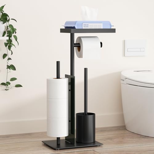 Miniatura 7 de Portarrollos De Papel Higiénico De Acero Inoxidable De Pie Con Escobilla Y Soporte Para Toallitas Húmedas, Inodoro