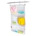 Honla 2-Pack Hanging Mesh Bath Shower Caddy Organizer with 6 Clear Storage Pockets&Large Grommets Set-Hang on Shower Curtain Rod/Liner Hooks for Bathroom Accessories Organization,Space Saving,White