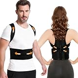 Zyluniy Haltungskorrektur Rücken Herren Damen Rücken Geradehalter Schwarz Verstellbare Haltungstrainer Rückengurt - Atmungsaktive Haltung Korrektur Gurt für Herren Damen (Schwarz, L)