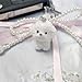 Nalefow Cute Pink Pearl Bow Keychain Fuzzy Dog Cat Keychains Aesthetic Y2K Bag Charm Key Chains Accessories for Car Keys Bags (White Dog)
