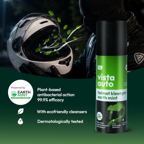 Image of Vista Auto Helmet Cleaner Pro - Earth Mint 125 ml | Helmet Cleaner Spray for Bike Helmets | Helmet Deodorizer | Removes Sweat Smell | Antibacterial Helmet Freshener | Natural Plant-Based Formula