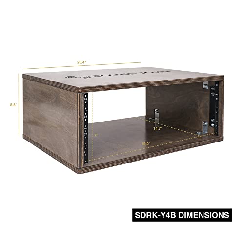 Image of Sound Town DIY 4U Studio Rack with Baltic Birch Plywood, Weathered Brown (SDRK-Y4B)