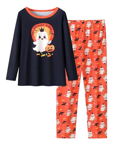 CYCHELRY Cute Cartoon Pajamas for Big Girls Soft Long Sleeve Winter Nighty PJS 2PCS Sleepwear Set Size 6-16