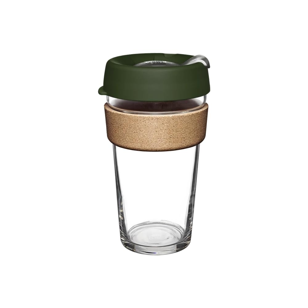 Keepcup Brew Cork - Tazza Da Caffè Riutilizzabile In Vetro Temperato E Sughero Naturale, L, 454 Ml, Colore Pino-image