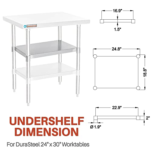 Image of DuraSteel Galvanized Under Shelf for Work Tables - Extra Adjustable Lower Shelf for 24 inch x 30 inch Stainless Steel and Wooden Worktables - Fits for use in Restaurant, Warehouse, Home, Kitchen, Garage