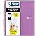 Five Star Spiral Notebook, 5 Subject, College Ruled Paper, 200 Sheets, 11" x 8-1/2", Purple (38748)