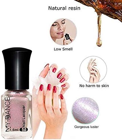 8PCS Gireatick Mermaid Pearl Shell Nail Polish Transparent Elegant Shell Shiny Long Lasting Nail Varnish Crystal Nail Art Set 8 Colors