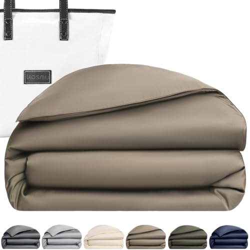 Luxury Bamboo Viscose Duvet Cover | 100% Pure Bamboo Viscose, Soft, Breathable and Cooling for Hot Sleeper | Piped Edge, Hidden Zipper Closure, 8 Corner Ties and Button Closure (Walnut, Queen Size)