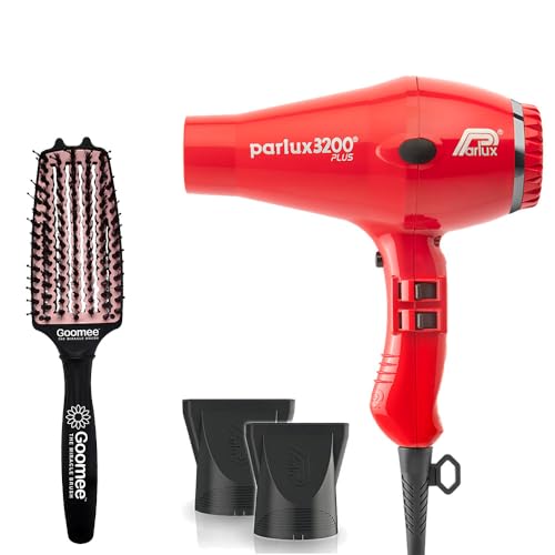 Parlux 3200 Plus Red Hair Dryer and Miracle Detangling Brush