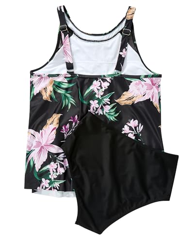 Image of SUUKSESS Women Tummy Control Tankini Bathing Suit Ruffle High Waisted Swimsuit