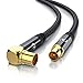 Produktbild CSL - 5m Antennenkabel gewinkelt mit Braiding - 5 Meter Antennen kabel - Kupplung 90° Winkel zu Stecker gerade - HDTV 75 Ohm - geeignet für TV HDTV Radio DVB-T2 DVB-S DVB-S2, Winkelstecker