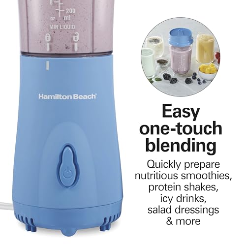 Hamilton Beach Portable Blender for Shakes and Smoothies, 14 Oz Tranquil Blue