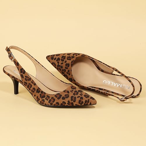 Image of NUMALEO Slingback Heels for Women Pointed Close Toe Kitten Heels Patent Pumps Dress Party Comfy Heeled Sandals Stiletto 2.5 Inch Dress Shoes