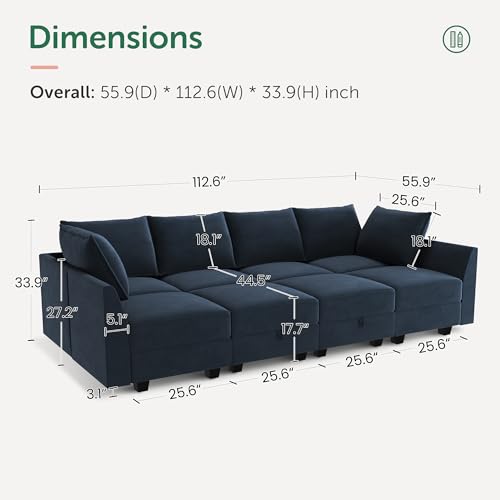 image for HONBAY Modular Sectional Sleeper Sofa Velvet Sectional Sleeper Couch w