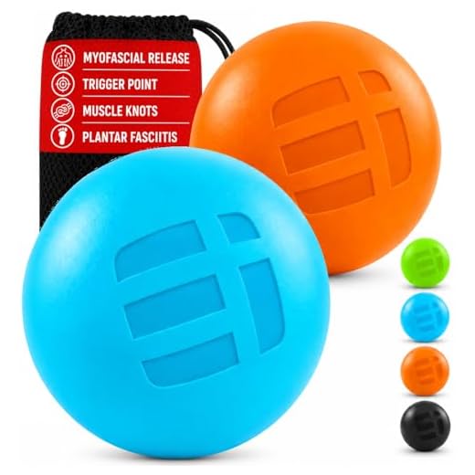 Massage Lacrosse Balls for Deep Tissue Relief - Trigger Point Therapy Ball Set for Plantar Fasciitis, Myofascial Release for Back, Shoulder, Foot - Massage Ball Roller - 2 Pack (Blue/Orange)