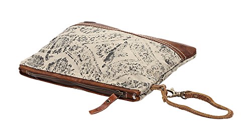 Myra Bag Floral Upcycled Canvas Wristlet Bag S-1019, Brown, Small #TOP2