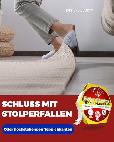 DIY Doctor Doppelseitiges Klebeband Extra Stark – Universelles Montageband für Haushalt, Büro & Werkstatt – 1 Rolle, 21 mm x 20 m – Starke Haftung, Rückstandsfrei Entfernbar