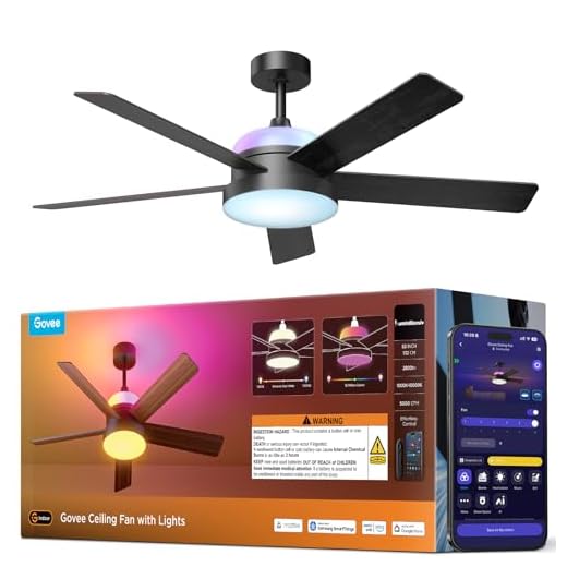 Govee Ceiling Fans with Lights and Remote, RGBIC Smart 52'' flush mount
