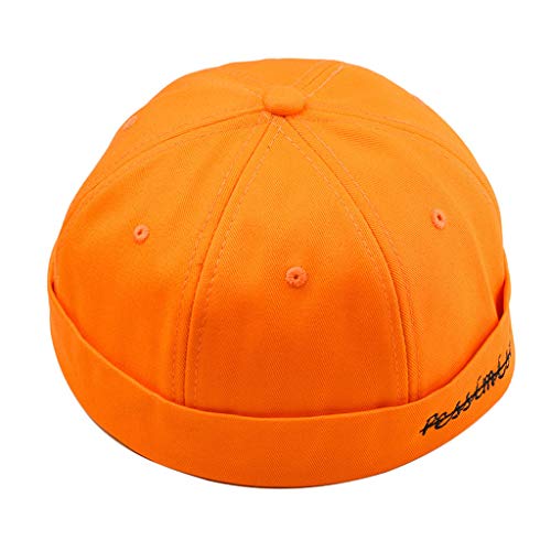 Sunnywill Men Women Hat Cap Casual Docker Sailor Mechanic Brimless Solid Color Yellow