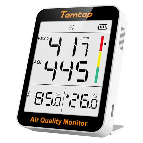 Image of Indoor Air Quality Monitor with Hygrometer, Temtop PM2.5 AQI Meter Indoor Thermometer Temperature and Humidity Monitor (S1 up)