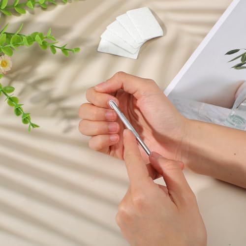 TIESOME Doppelendig Nagelhautschieber, Nagelhautentferner mit 10 Sandpapier Cuticle Pusher Remover Nagellack Entferner Profi Nagelhautschneider Werkzeug für Maniküre und Pediküre(Silber)