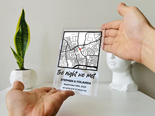Our First Date Valentines Day Map Plaque - Couple Map, Gift For Her, Acrylic Plaque Couple Gift, Custom Locaiton, Gift For Him, Couples Gift #TOP3
