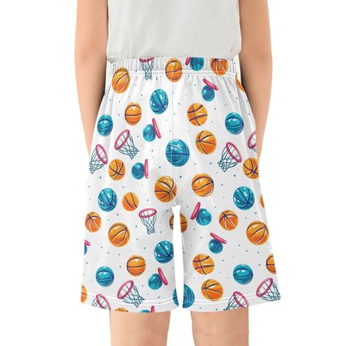 ALAZA Basketball Ball Polka Dot Pajama Shorts Elastic Waist Casual Sleep Shorts with Pockets Size 6-142
